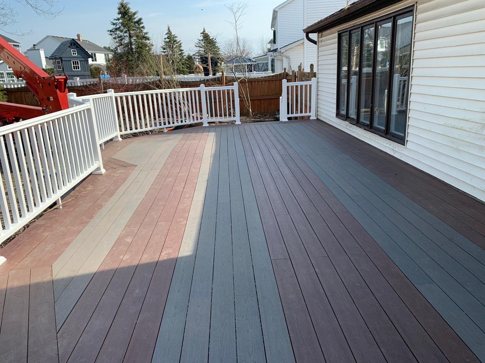 Large two-tone composite deck installation