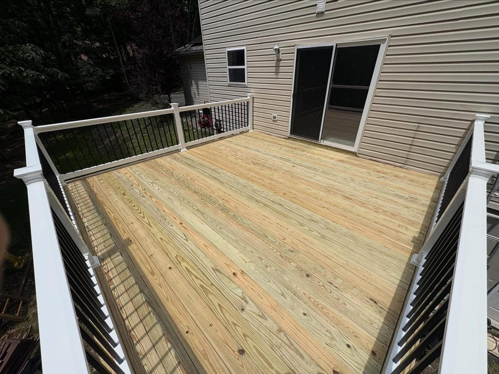New custom deck build with railing, Western New York