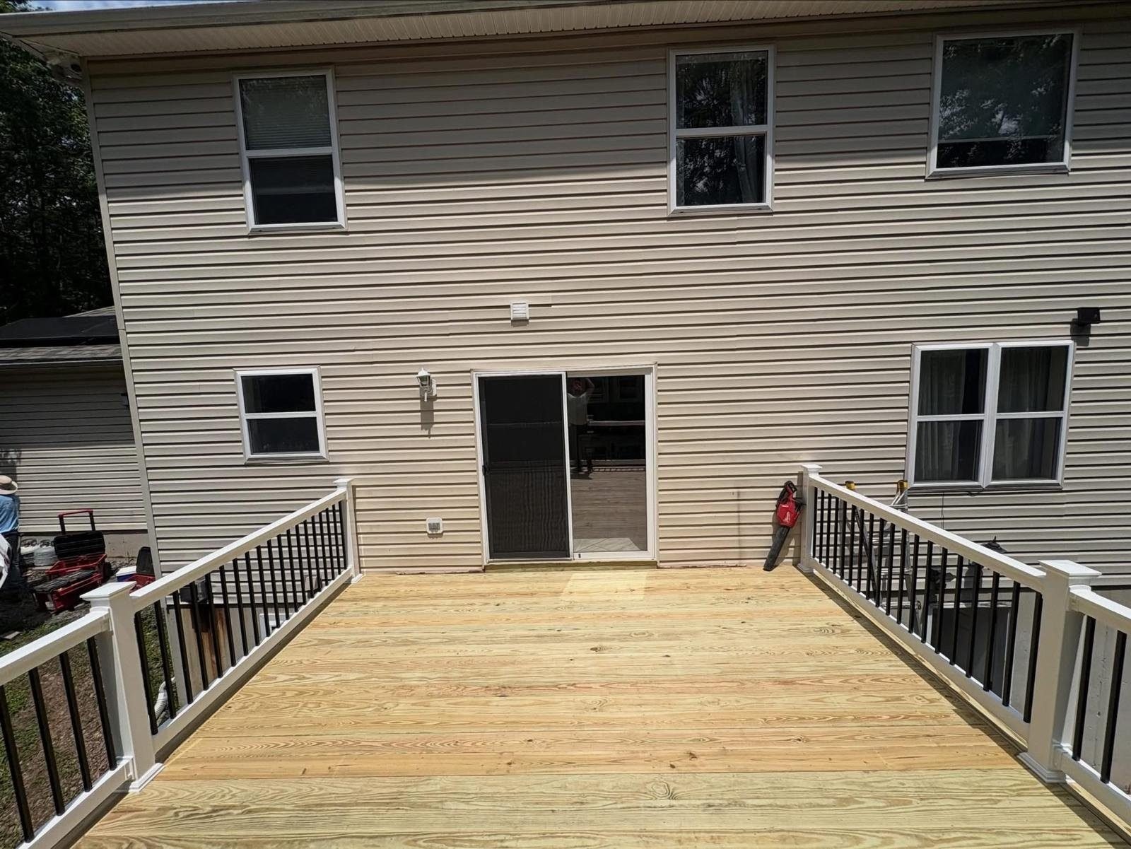 Finished pressure-treated deck build in Western New York
